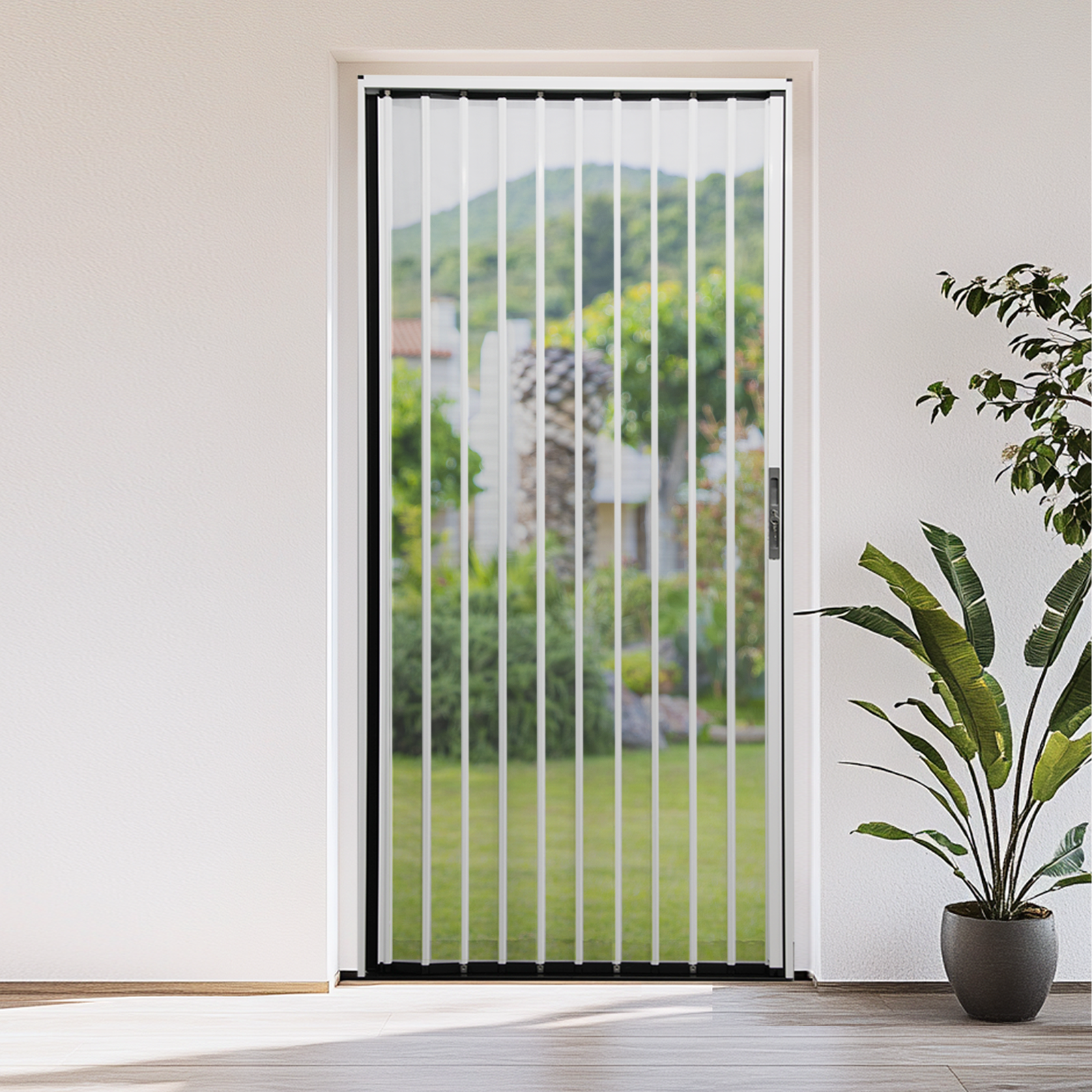 Retractable Screen Door 36" x 79.92" Aluminum Sliding Door with Lock, Magnetic Closure for Front & Patio Doors, Pet Proof