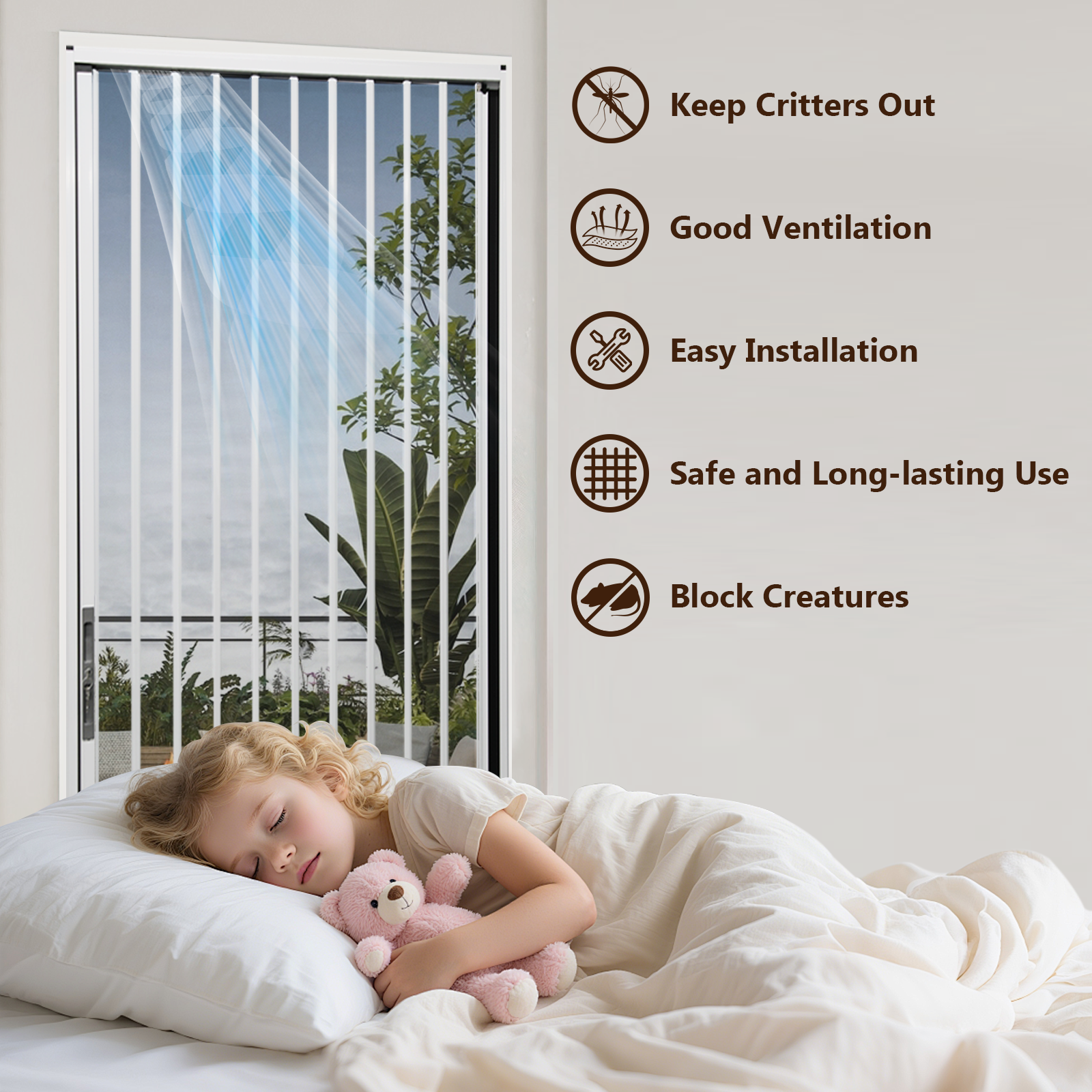 Retractable Screen Door 36" x 79.92" Aluminum Sliding Door with Lock, Magnetic Closure for Front & Patio Doors, Pet Proof