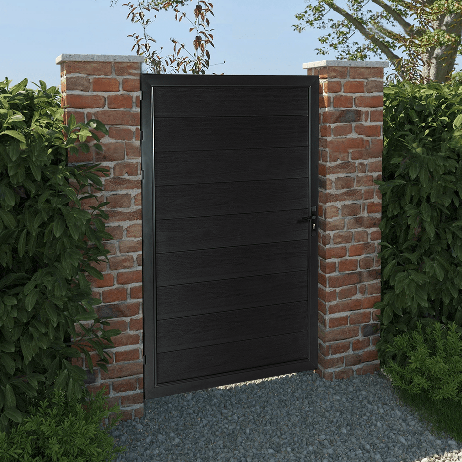 Brown Composite Privacy Fence - Aluminum post, Modern Style for Patios & Pools courtyardmart - CourtyardMart