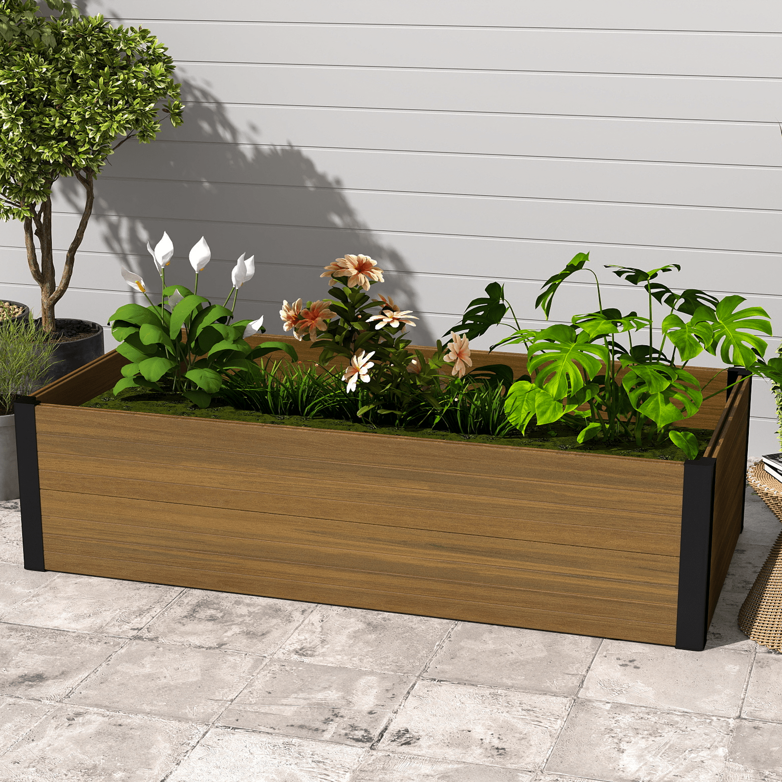 CourtyardMart Modern Raised Garden Planter – Stylish & Durable Outdoor Flower Box for Your Patio & Garden - CourtyardMart