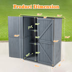 Courtyardmart Outdoor Storage Cabinet 55.1"L X 29.1"W X 68.9"H, Garden Shed Tool Shed with Metal Frame Structure for Backyard Garden Patio Lawn (Blue Gray) 