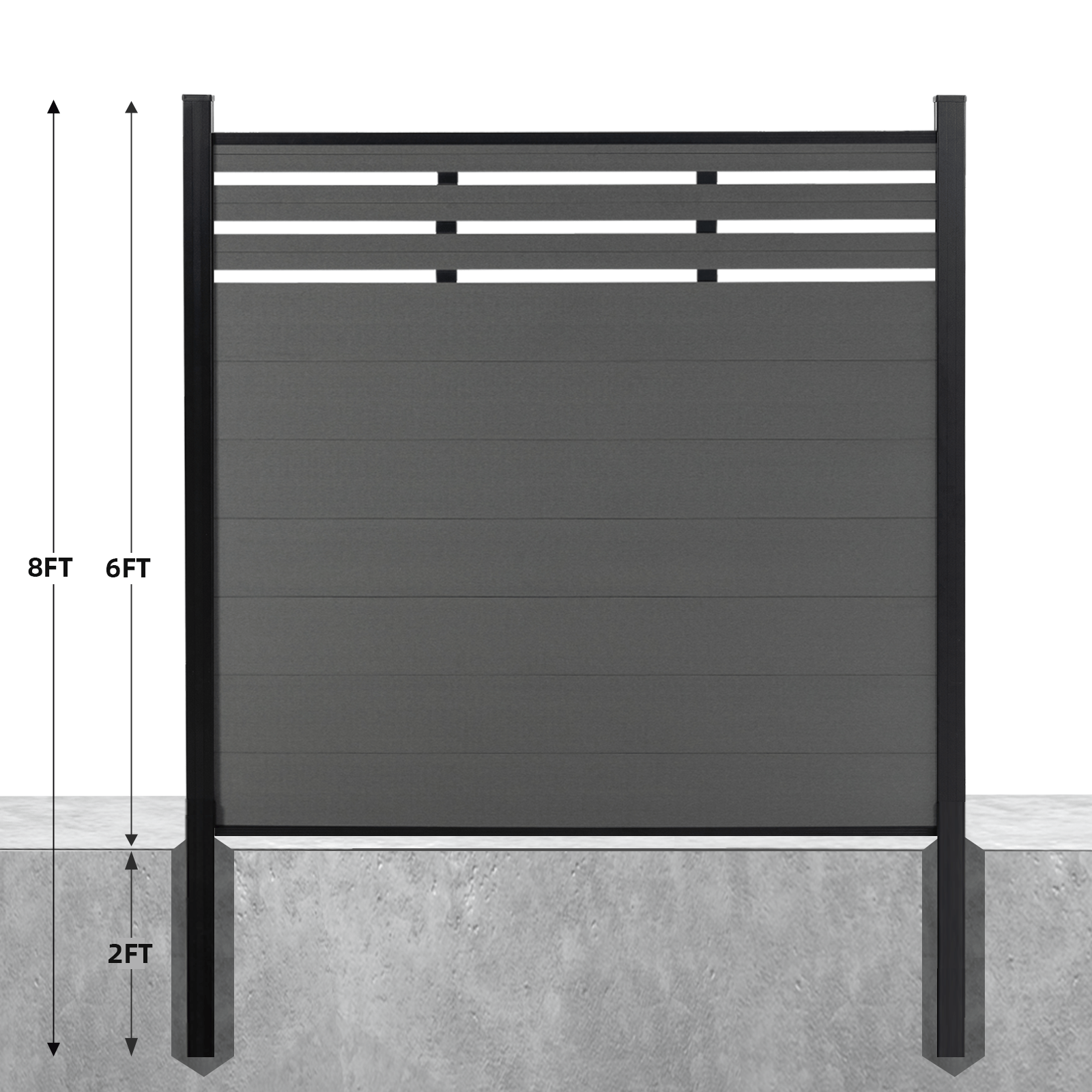 keylanta 8ft x 6ft Brown Composite Privacy Fence Gate Outdoor Garden Fence - CourtyardMart