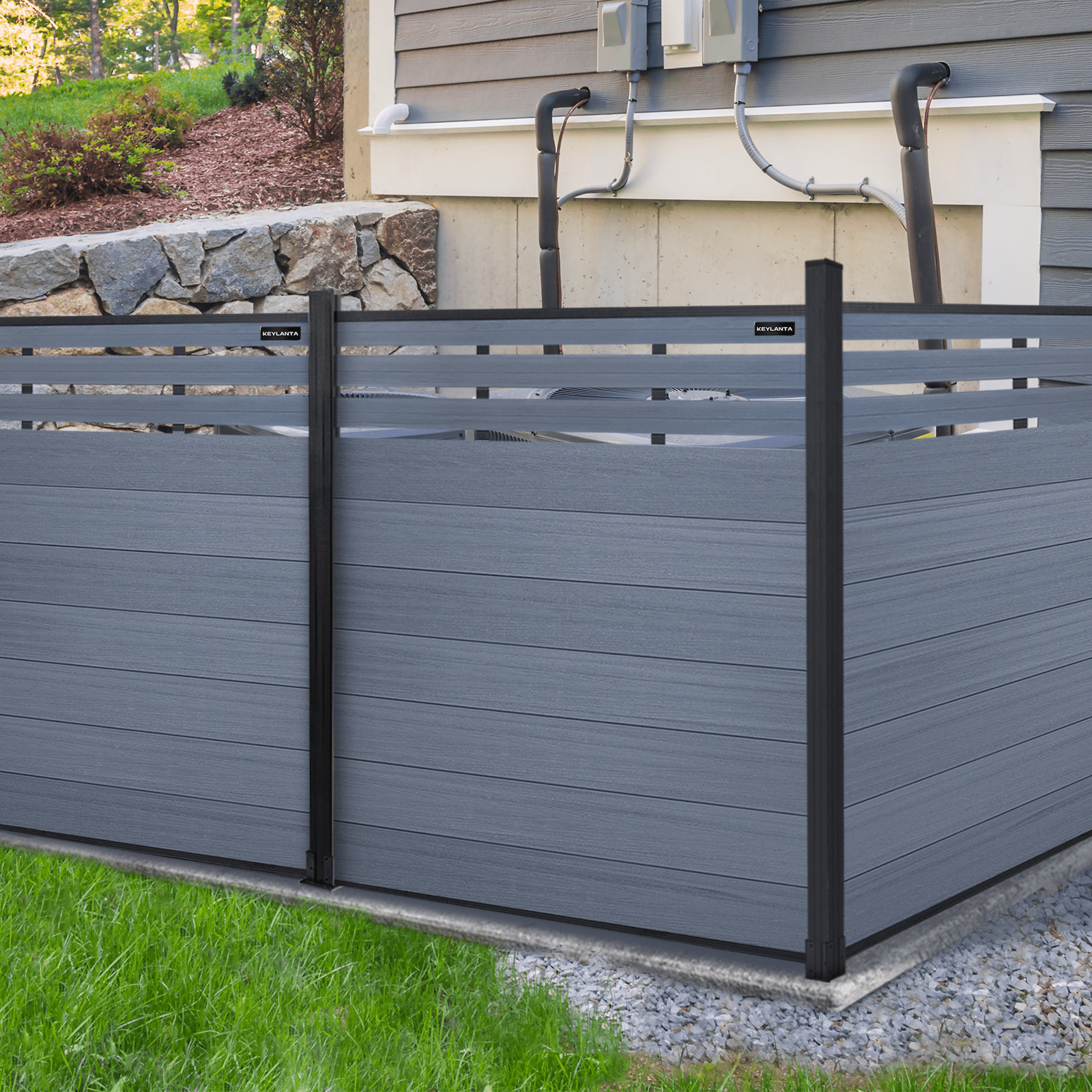 keylanta 8ft x 6ft Brown Composite Privacy Fence Gate Outdoor Garden Fence - CourtyardMart