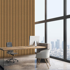 Modern Acoustic Wood Slat Wall Panels - Stylish Noise Reduction for Contemporary Interiors - CourtyardMart