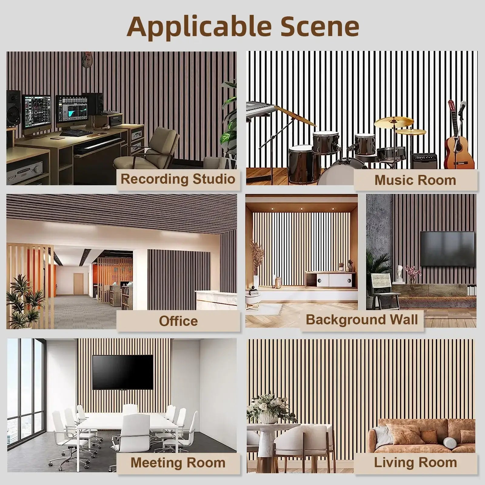 Modern Acoustic Wood Slat Wall Panels - Stylish Noise Reduction for Contemporary Interiors - CourtyardMart