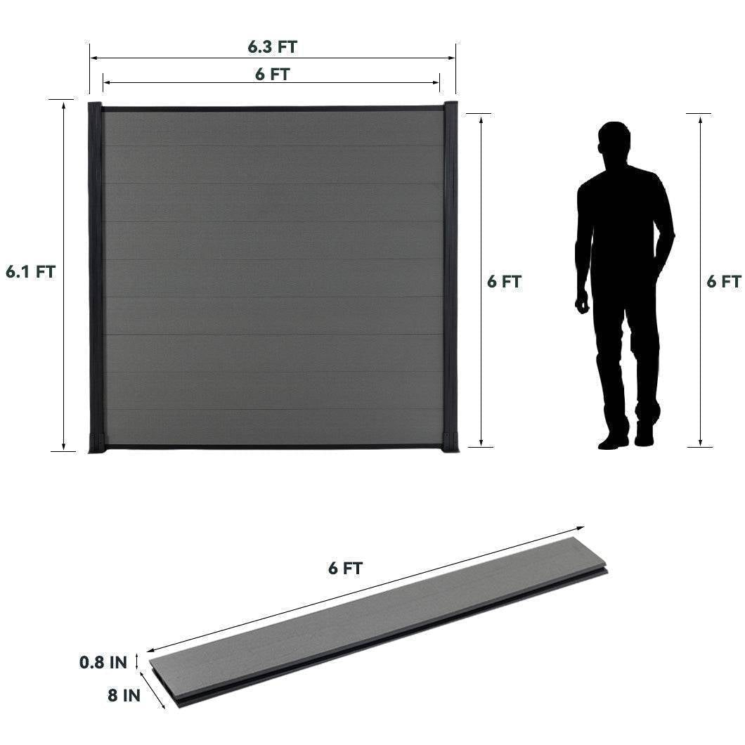 mondaria 6 ft Composite Privacy Fence Panel Outdoor courtyards extremely low - maintenance privacy - CourtyardMart
