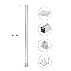 Mondaria 6 ft Silver Above Ground Fence Post - Set of 1 - CourtyardMart