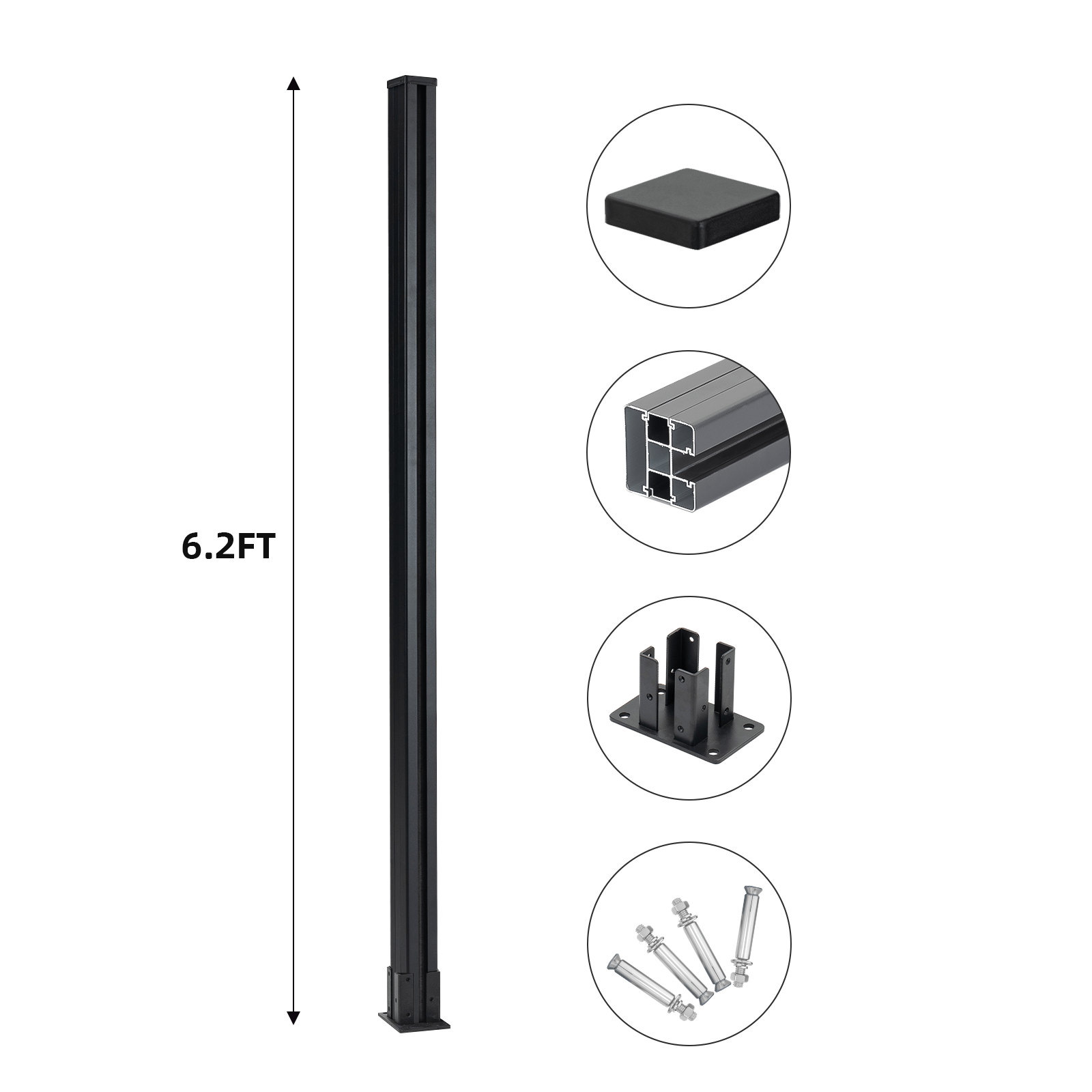 Mondaria 6.2 Ft Above Ground Fence Post - Set of 1 - CourtyardMart