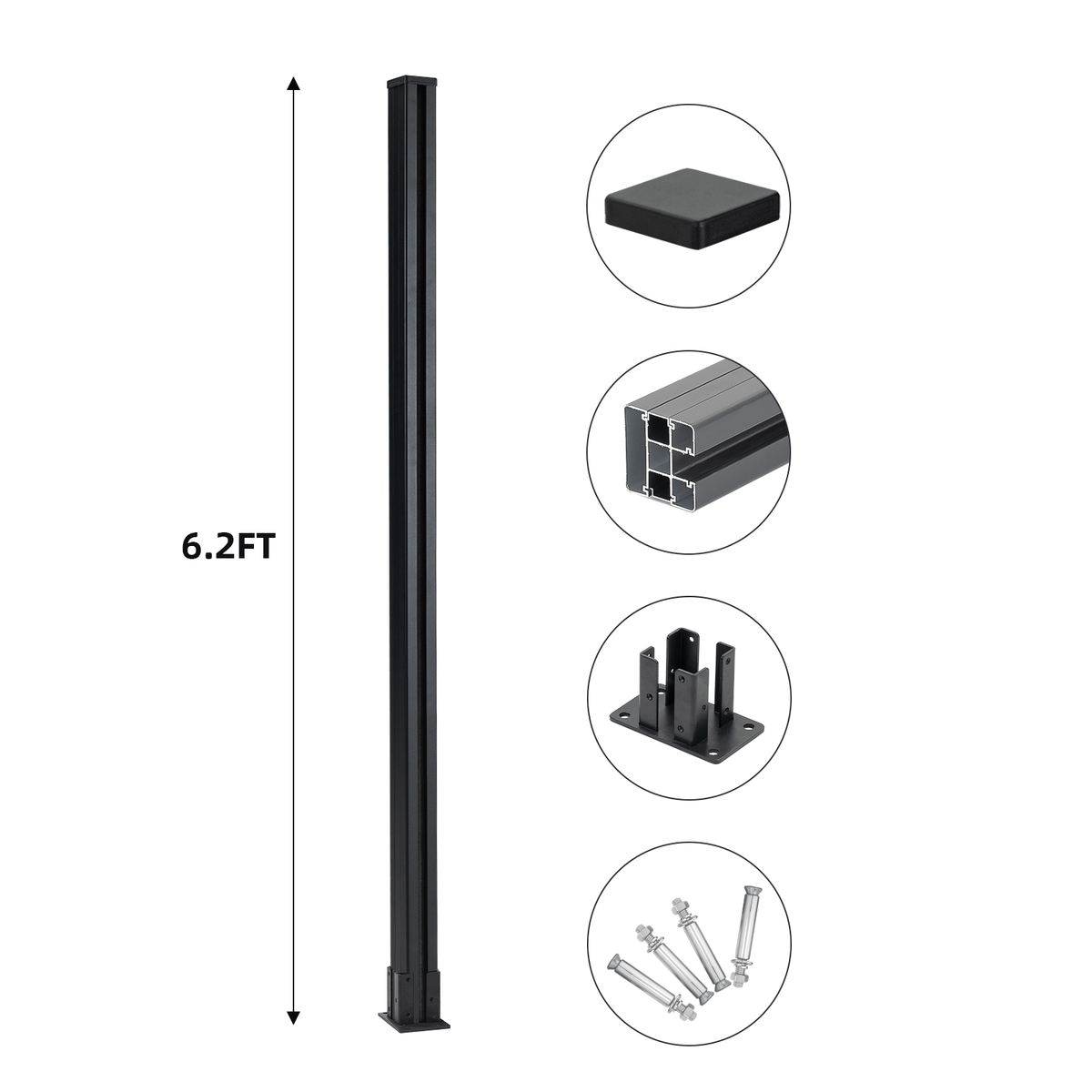 Mondaria 6.2 Ft Above Ground Fence Post - Set of 1 - CourtyardMart
