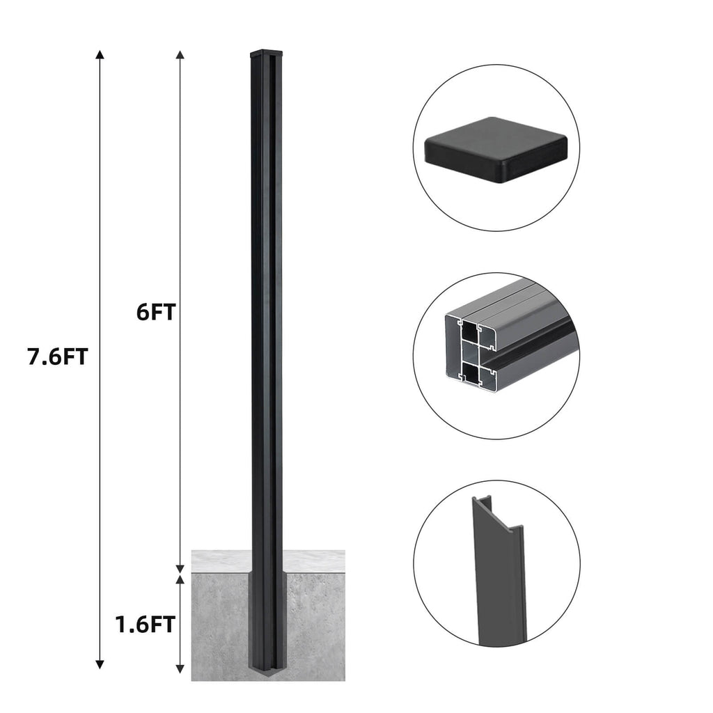 Mondaria 7.6 Ft Fence Post Inground Post Set of 1 (Pour concrete) - CourtyardMart