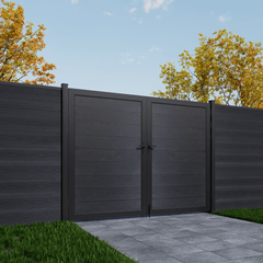 Mondaria Black 6ft x 8ft Privacy Fence & Driveway Gate - Double Garden Gate, Outdoor Fence Styles - CourtyardMart