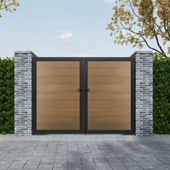 Mondaria Black 6ft x 8ft Privacy Fence & Driveway Gate - Double Garden Gate, Outdoor Fence Styles - CourtyardMart