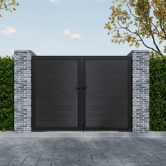 Mondaria Black 6ft x 8ft Privacy Fence & Driveway Gate - Double Garden Gate, Outdoor Fence Styles - CourtyardMart