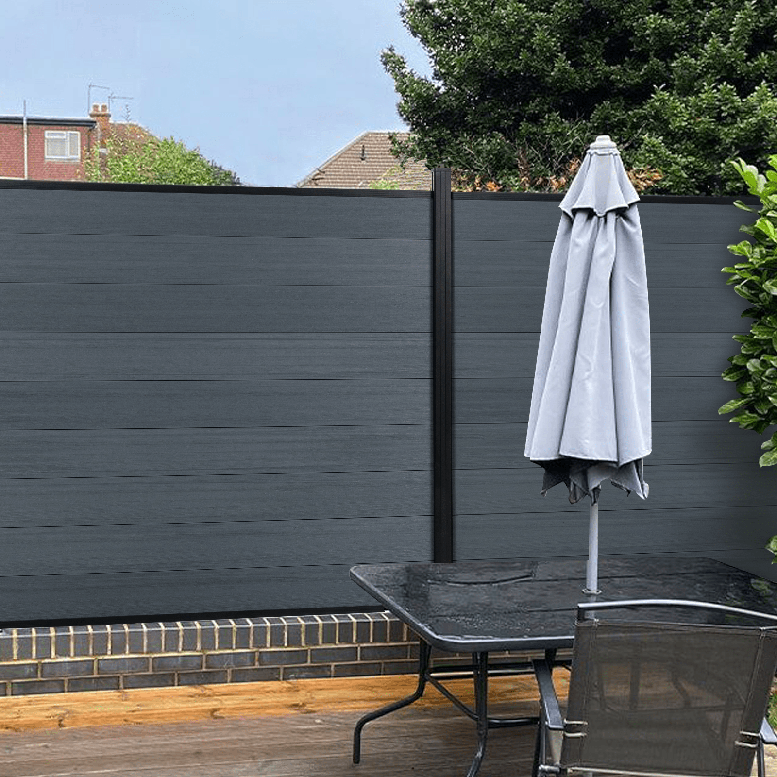 Mondaria Composite Fence 6 ft H x 6 ft W - Privacy, Security, Windproof for Farms Grained Finish - CourtyardMart