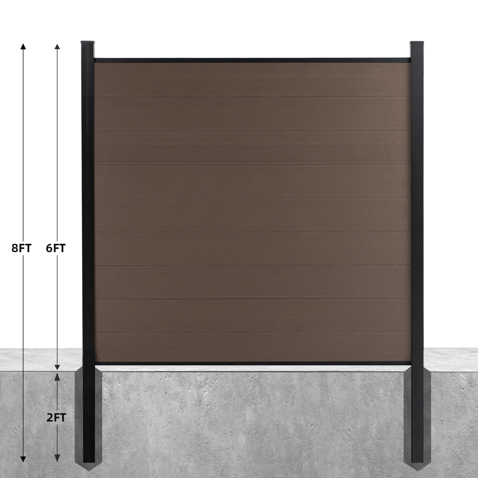 Mondaria Composite Fence 6 ft H x 6 ft W - Privacy, Security, Windproof for Farms Grained Finish - CourtyardMart