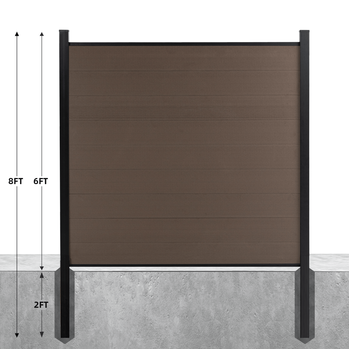 Mondaria Composite Fence 6 ft H x 6 ft W - Privacy, Security, Windproof for Farms Grained Finish - CourtyardMart