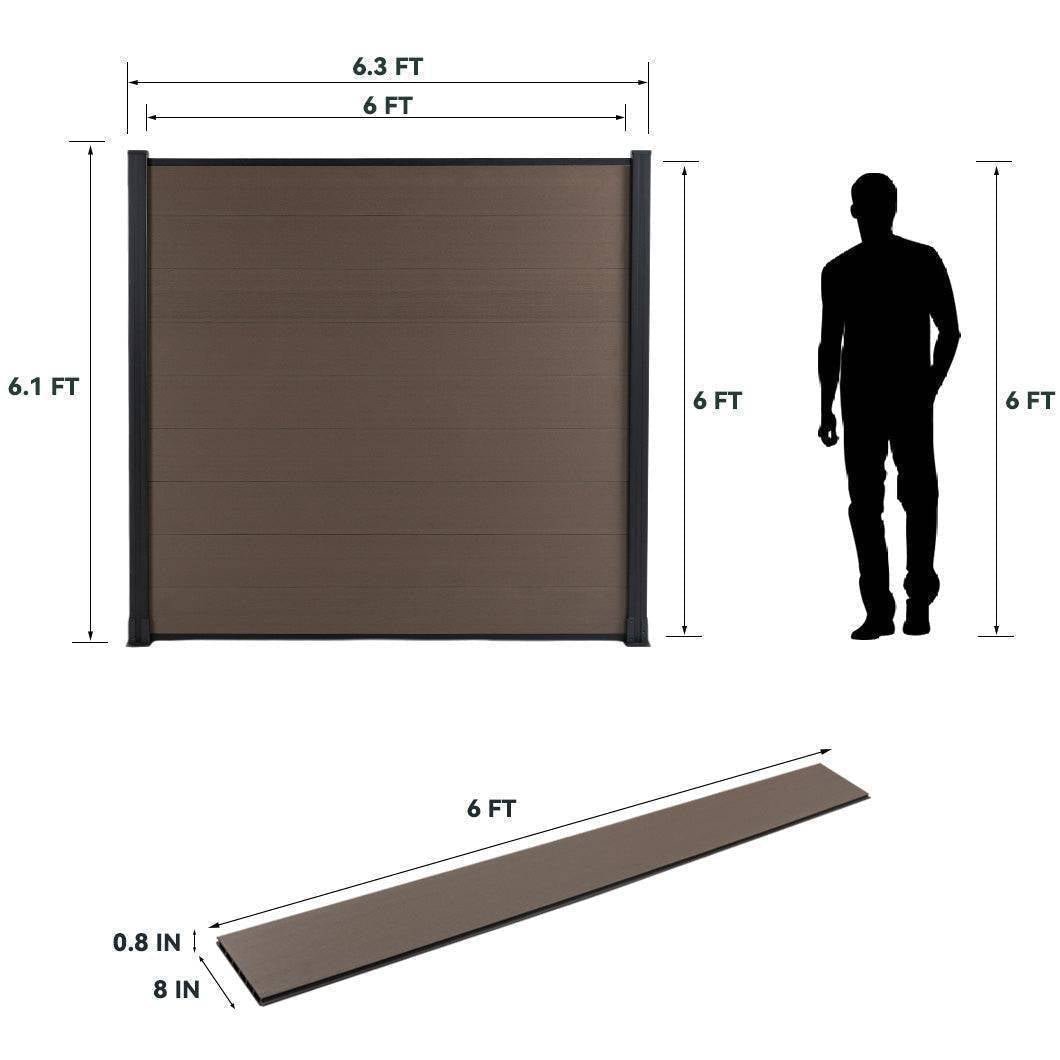 Mondaria Composite Fence 6 ft H x 6 ft W - Privacy, Security, Windproof for Farms Grained Finish - CourtyardMart