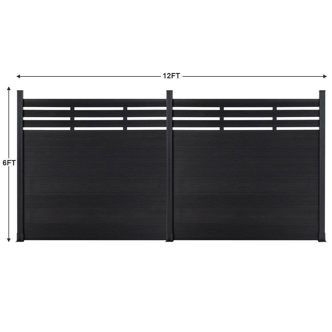 Mondaria Euro Style Contemporary Fence 8 ft H x 6 ft W - Aluminum post with Ground Screw Installation - CourtyardMart