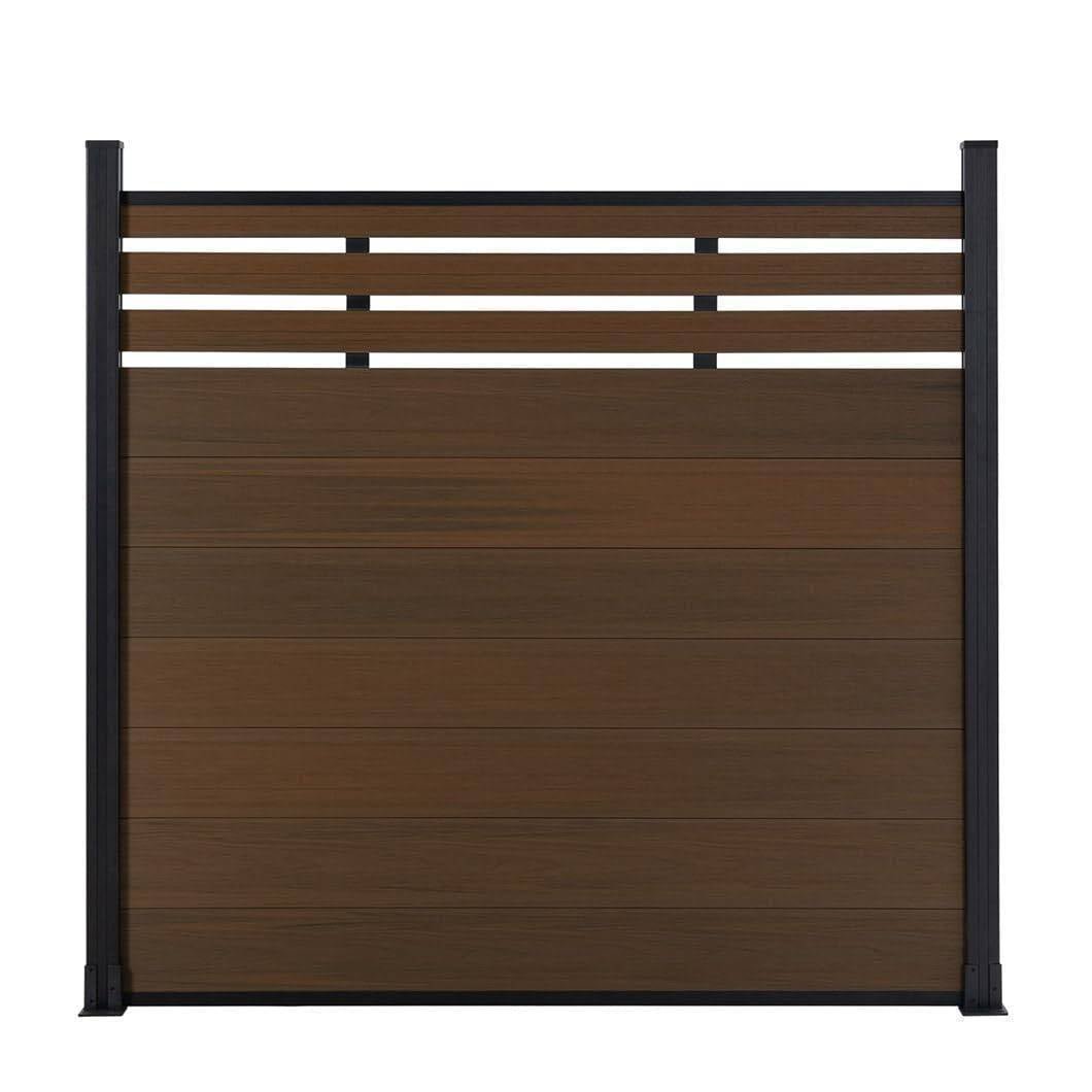 Mondaria Euro Style Contemporary Fence 8 ft H x 6 ft W - Aluminum post with Ground Screw Installation - CourtyardMart