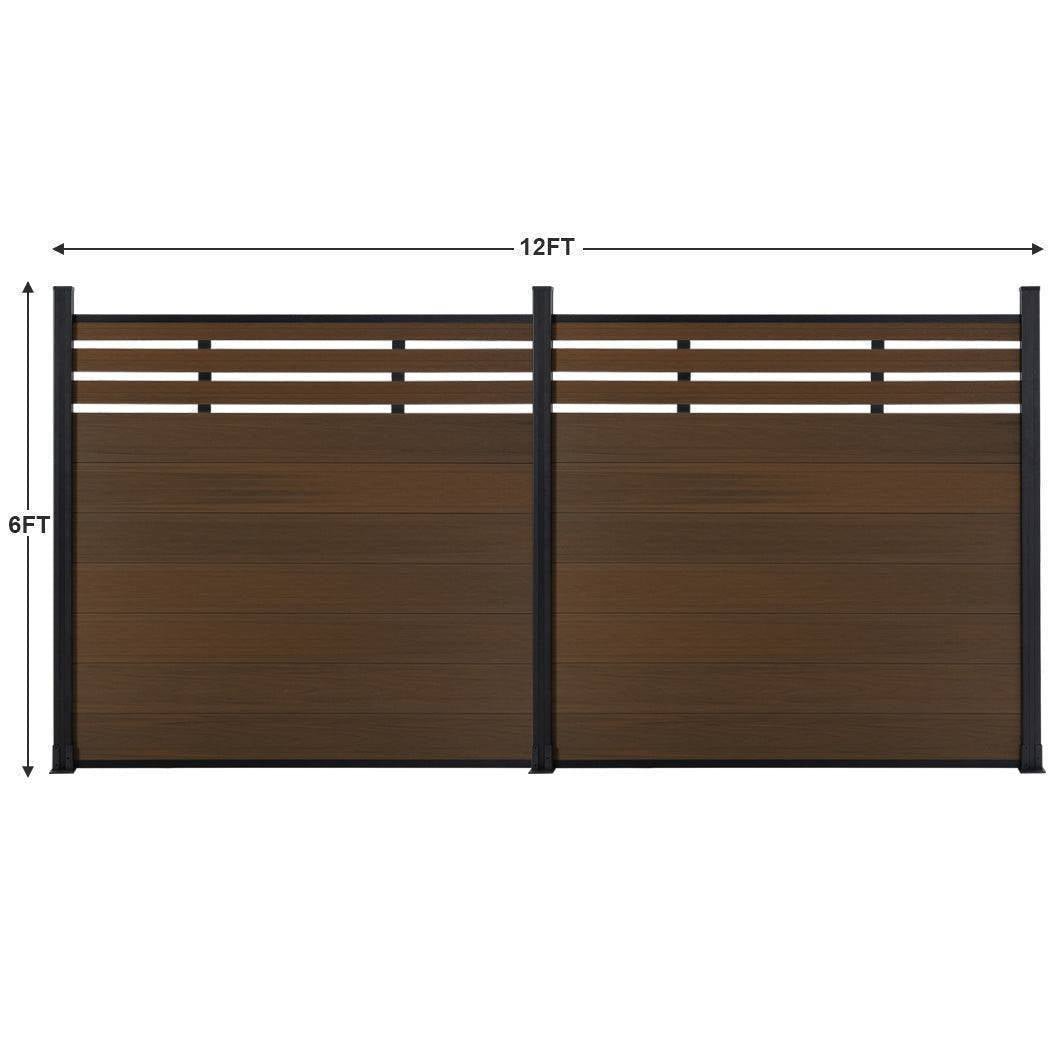 Mondaria Euro Style Contemporary Fence 8 ft H x 6 ft W - Aluminum post with Ground Screw Installation - CourtyardMart
