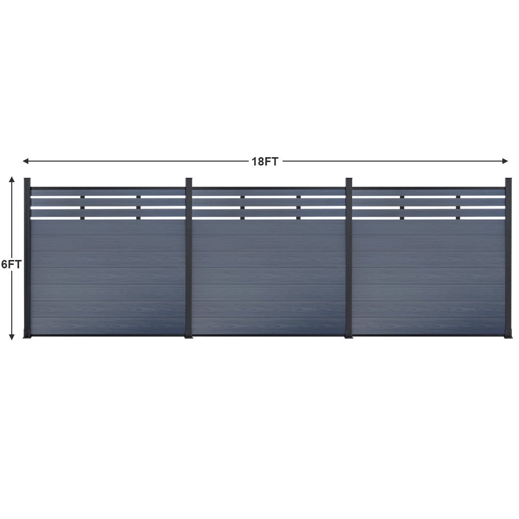 Mondaria Euro Style Contemporary Fence 8 ft H x 6 ft W - Aluminum post with Ground Screw Installation - CourtyardMart