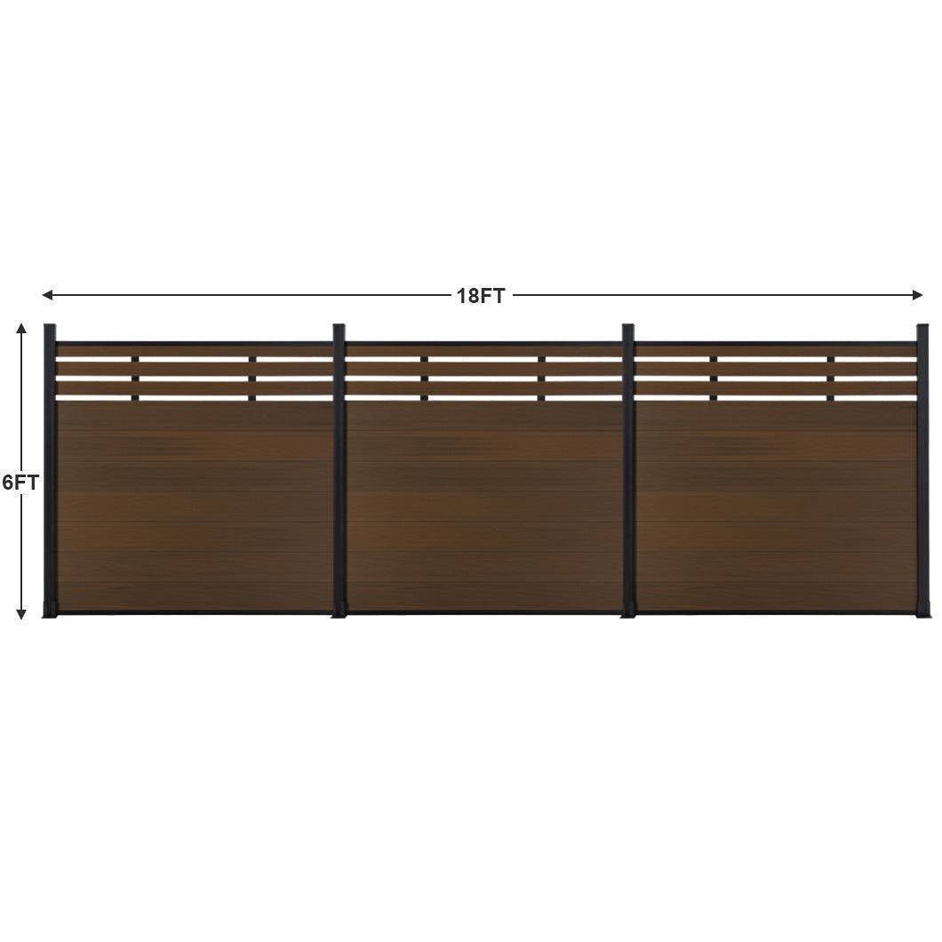 Mondaria Euro Style Contemporary Fence 8 ft H x 6 ft W - Aluminum post with Ground Screw Installation - CourtyardMart