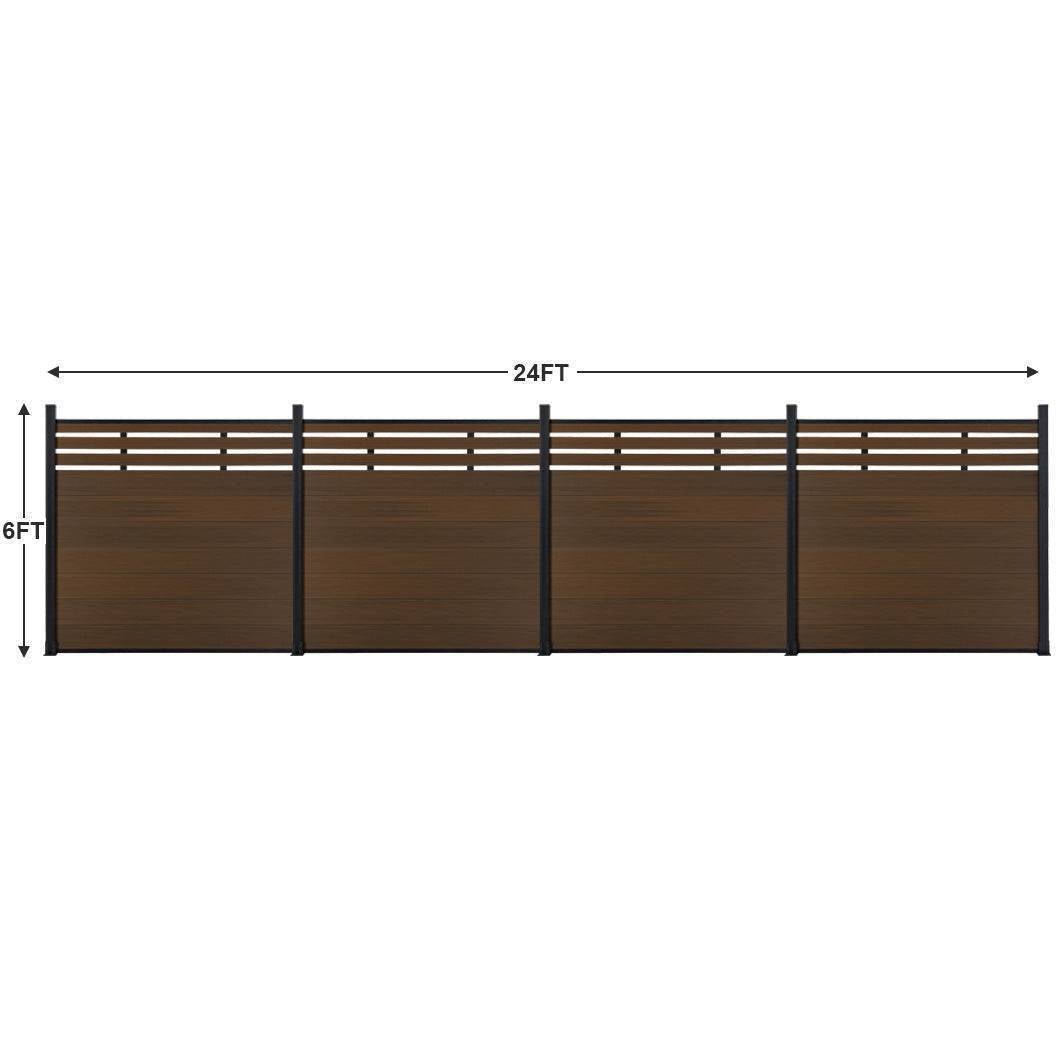 Mondaria Euro Style Contemporary Fence 8 ft H x 6 ft W - Aluminum post with Ground Screw Installation - CourtyardMart