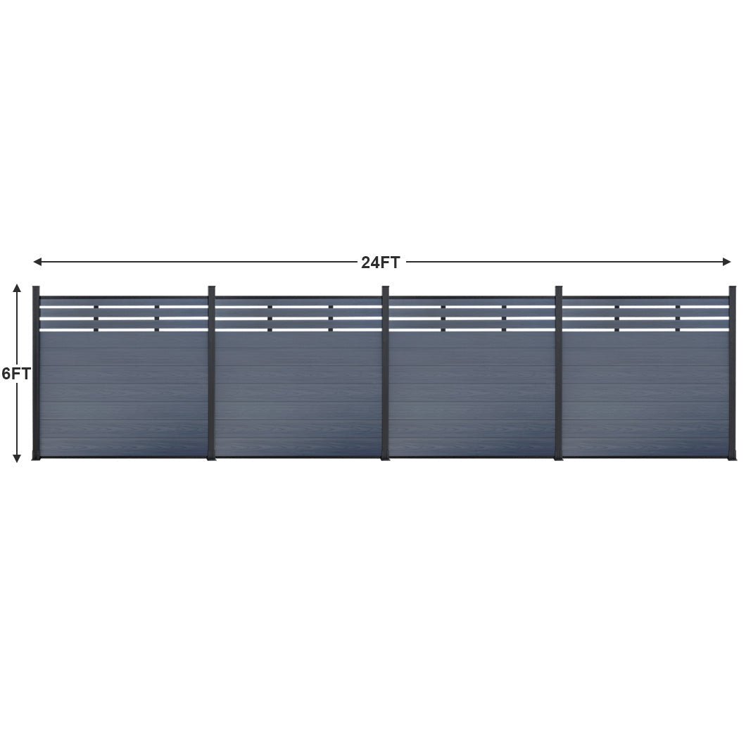 Mondaria Euro Style Contemporary Fence 8 ft H x 6 ft W - Aluminum post with Ground Screw Installation - CourtyardMart