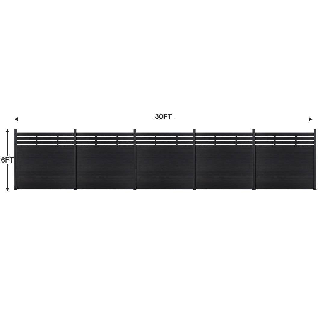 Mondaria Euro Style Contemporary Fence 8 ft H x 6 ft W - Aluminum post with Ground Screw Installation - CourtyardMart