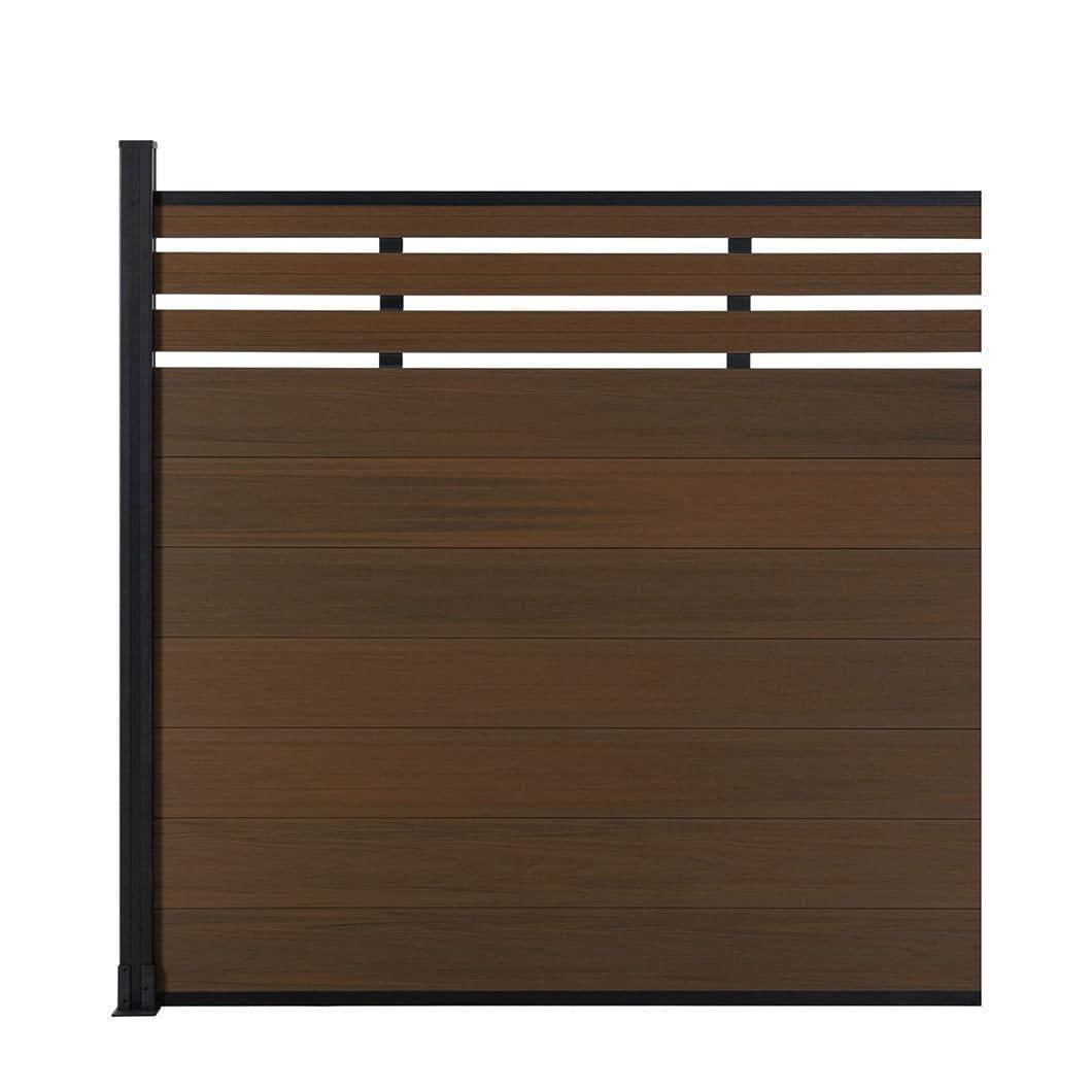 Mondaria Euro Style Contemporary Fence 8 ft H x 6 ft W - Aluminum post with Ground Screw Installation - CourtyardMart