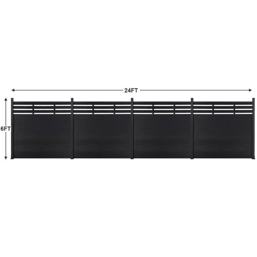 Mondaria Euro Style Contemporary Fence 8 ft H x 6 ft W - Aluminum post with Ground Screw Installation - CourtyardMart