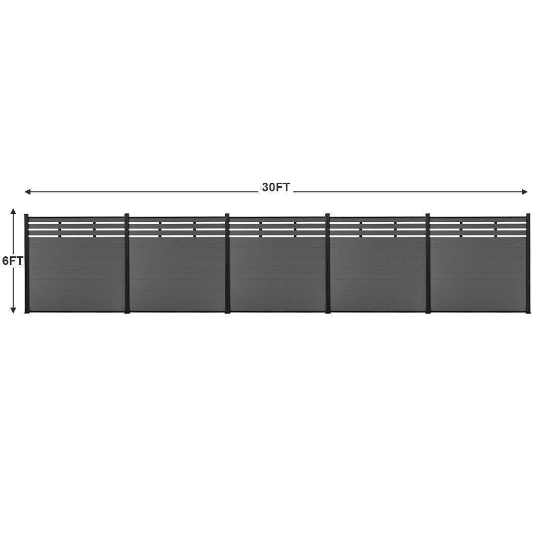 mondaria Grey 72in*72in Composite Fence Panels , Aluminum post, Easy Install for Patios,Pools - CourtyardMart