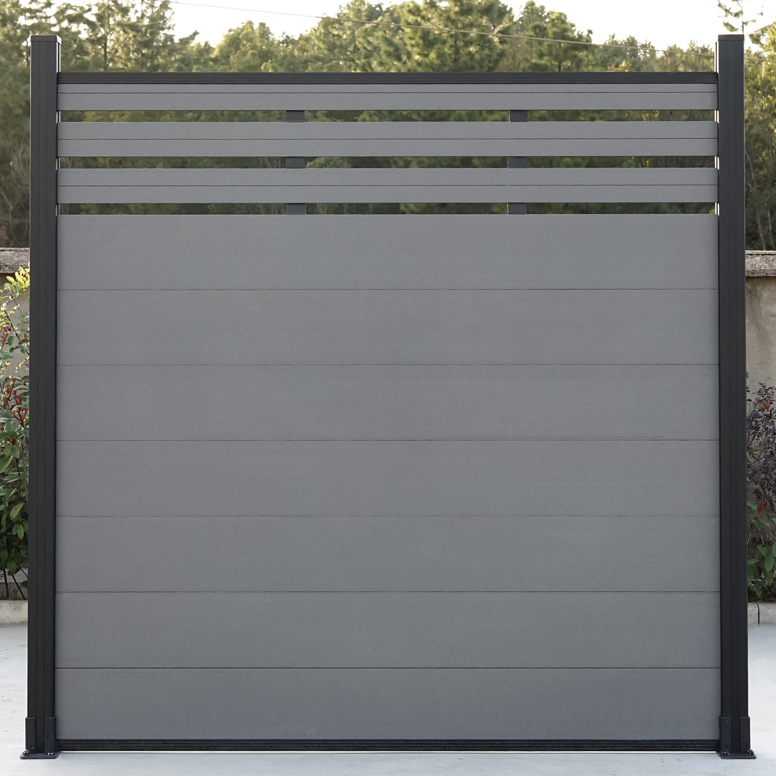 mondaria Grey 72in*72in Composite Fence Panels , Aluminum post, Easy Install for Patios,Pools - CourtyardMart