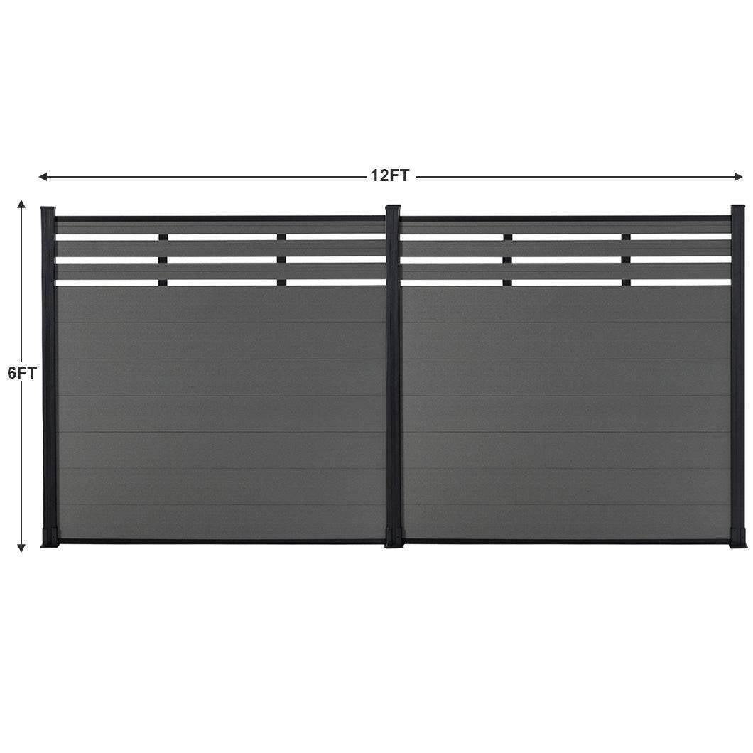 mondaria Grey 72in*72in Composite Fence Panels , Aluminum post, Easy Install for Patios,Pools - CourtyardMart