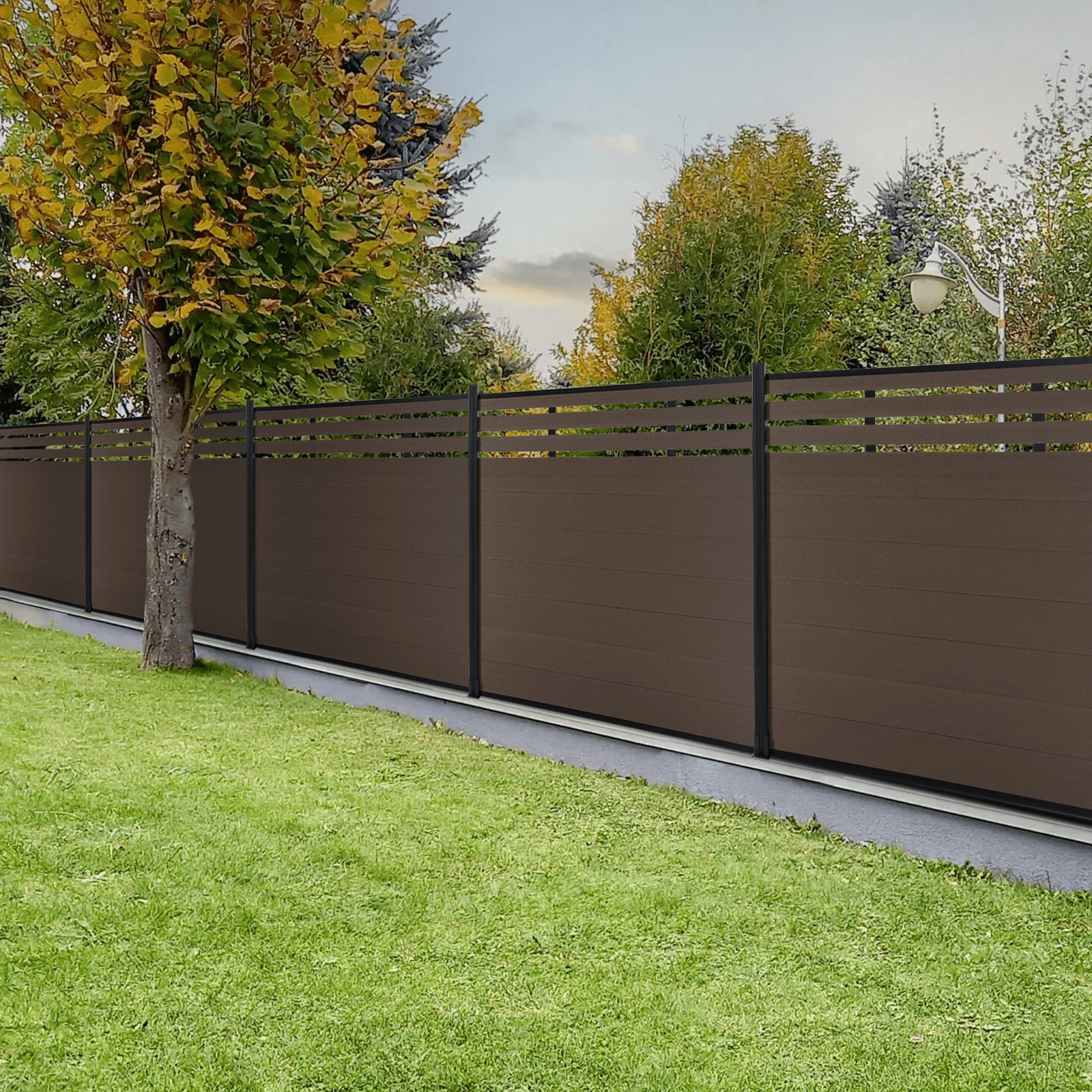 mondaria Grey 72in*72in Composite Fence Panels , Aluminum post, Easy Install for Patios,Pools - CourtyardMart