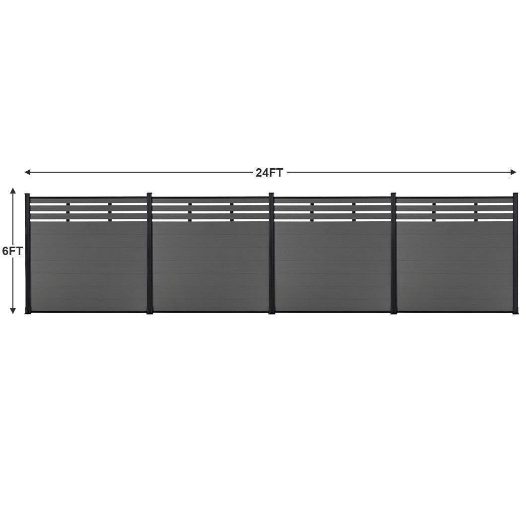 mondaria Grey 72in*72in Composite Fence Panels , Aluminum post, Easy Install for Patios,Pools - CourtyardMart