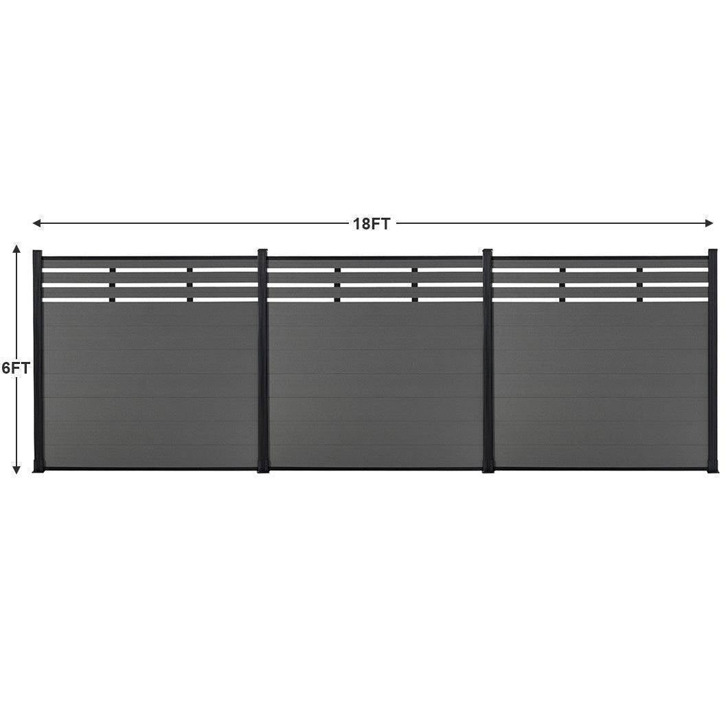 mondaria Grey 72in*72in Composite Fence Panels , Aluminum post, Easy Install for Patios,Pools - CourtyardMart