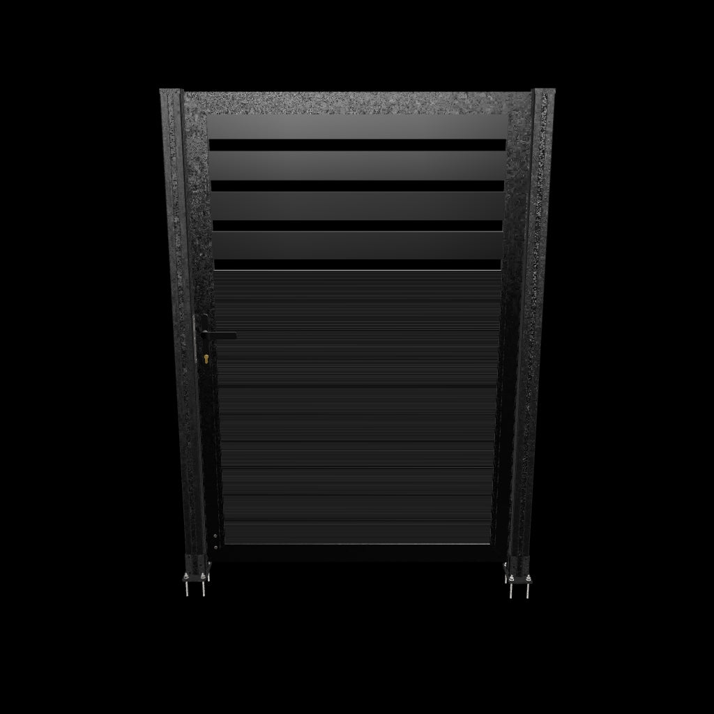 Modern Black Aluminum Slat Gate – 3ft & 4ft Residential Security Single Door