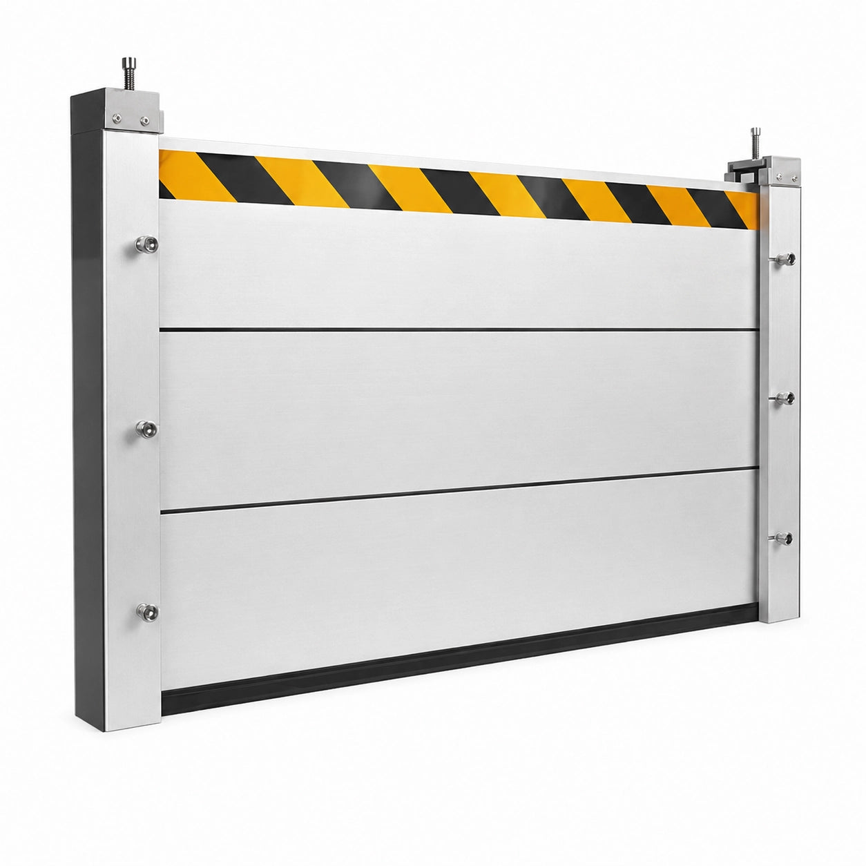 8ft x 2ft stackable aluminum garage door flood barrier kit with side tracks and yellow hazard stripe
